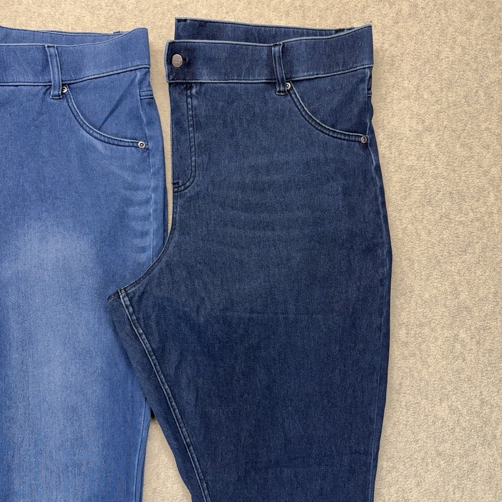 HUE Womens 2X Denim Jeggings Lot of 3 Blue Pull On Stretch Skinny Jeans Pants - Picture 2 of 16